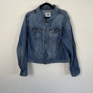 Old Navy Plus Size XXL Jean Jacket Blue Denim Relaxed Boyfriend Fit Coat